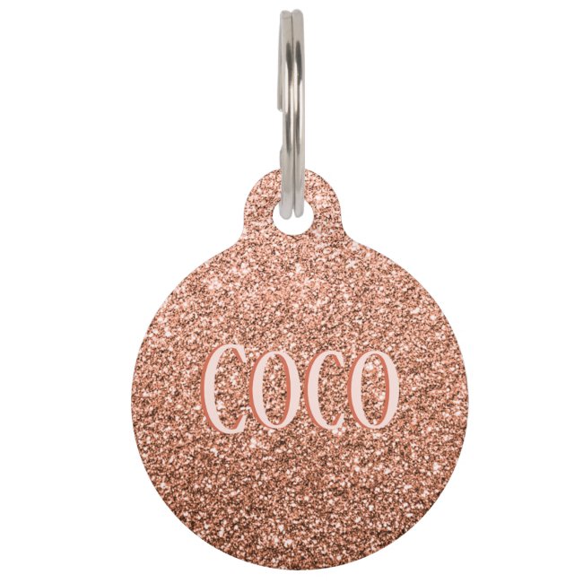 Rose Gold Glitter Name Take Me Home Info Dog ID Pet ID Tag