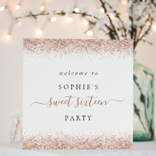 Rose Gold Glitter Name Welcome Sweet Sixteen Foam Board