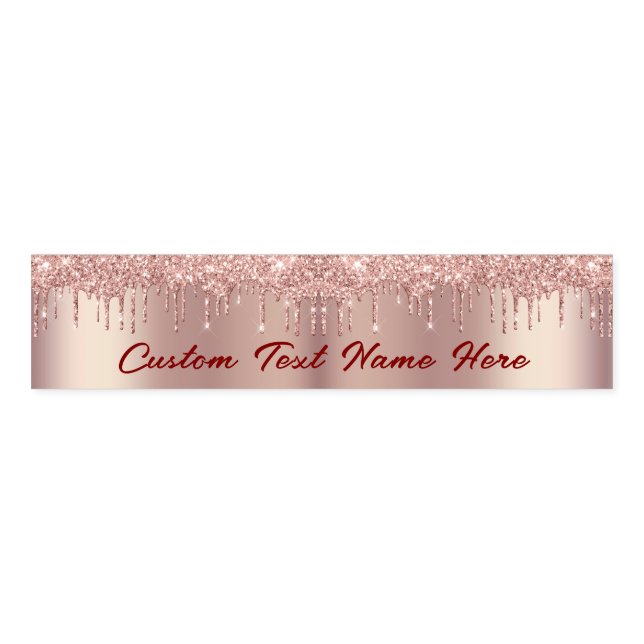 Rose Gold Glitter Napkin Bands Personalized Text (Unfolded)