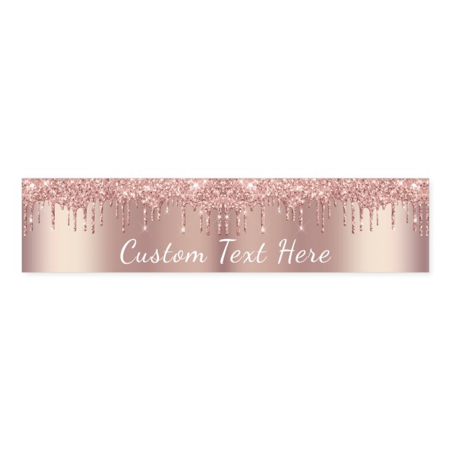 Rose Gold Glitter Napkin Bands Personalized Text (Unfolded)
