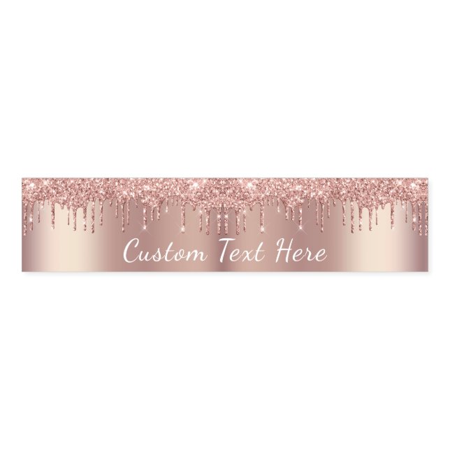 Rose Gold Glitter Napkin Bands with Custom Text (Unfolded)