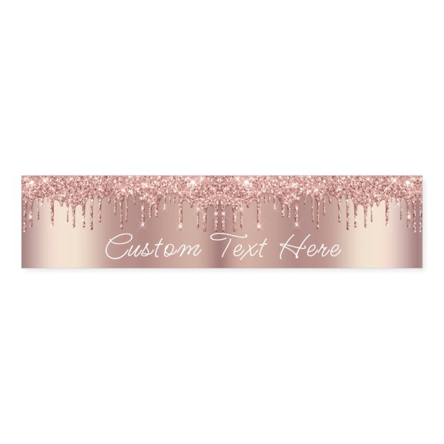 Rose Gold Glitter Napkin Bands with Custom Text (Unfolded)