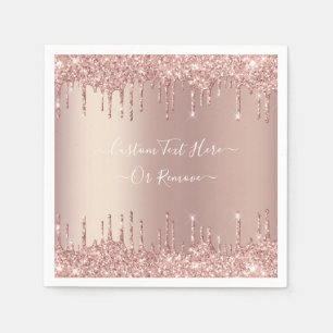 Rose Gold Glitter Napkins Personalized Custom Text