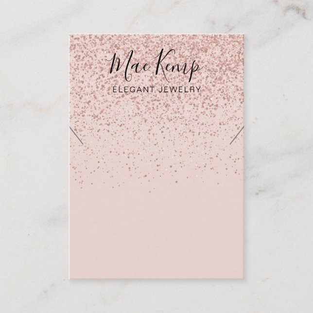 Rose Gold Glitter Necklace Jewelry Display Card (Front)
