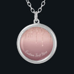 Rose Gold Glitter Necklace with Custom Text<br><div class="desc">Personalized Necklaces with Custom Text Rose Gold Blush Glitter Sparkle Drips Wedding or Party Supplies / Gift - Add Your Unique Text / Name or Remove Text - Make Your Special Necklace Gift - Resize and move or remove and add text / elements with Customization tool. Choose fonts / size...</div>