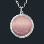 Rose Gold Glitter Necklace with Custom Text<br><div class="desc">Personalized Necklaces with Custom Text Rose Gold Blush Glitter Sparkle Drips Wedding or Party Supplies / Gift - Add Your Unique Text / Name or Remove Text - Make Your Special Necklace Gift - Resize and move or remove and add text / elements with Customization tool. Choose fonts / size...</div>