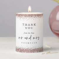 Rose Gold Glitter New Mr Mrs Thanks Wedding White