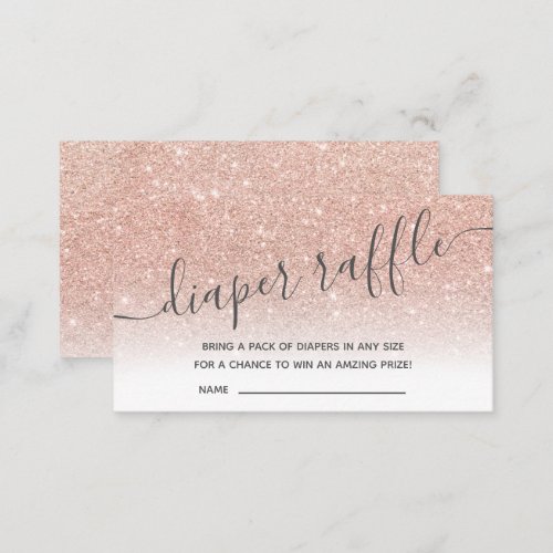 Rose gold glitter ombre Baby shower diaper raffle  Enclosure Card