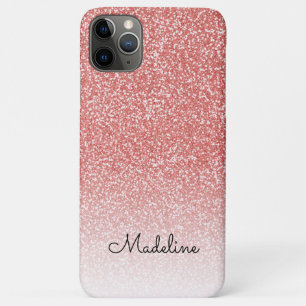 Rose Gold Glitter Ombre Black Script Name iPhone 11 Pro Max Case