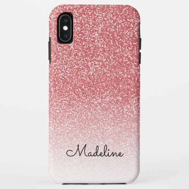 Rose Gold Glitter Ombre Black Script Name Case-Mate iPhone Case (Back)