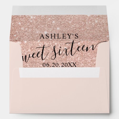 Rose gold glitter ombre blush pink Sweet 16  Envelope