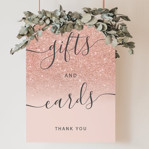 Rose gold glitter ombre blush wedding gifts cards poster
