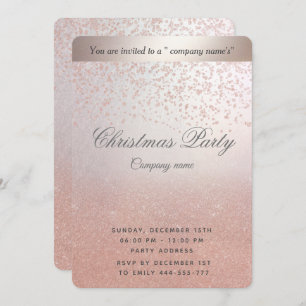 Rose gold glitter ombre corporate Christmas party Invitation