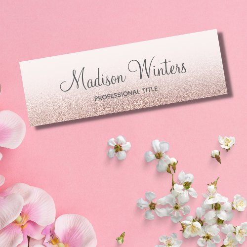 Rose Gold Glitter Ombre Employee Name Tag Badge