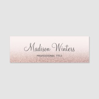 Rose Gold Glitter Ombre Employee Name Tag Badge | Zazzle