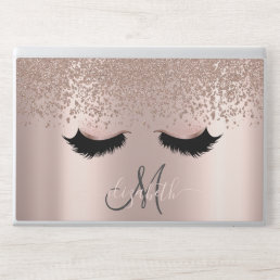 Rose Gold Glitter Ombre Faux Lashes Diamonds HP Laptop Skin