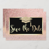 Rose Gold Glitter Ombre Graduation Save The Date (Front/Back)