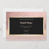 Rose Gold Glitter Ombre Graduation Save The Date (Back)