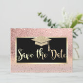 Rose Gold Glitter Ombre Graduation Save The Date (Standing Front)