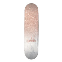 Rose gold glitter ombre marble chic add your name skateboard Rose gold glitter ombre marble chic add your name skateboard