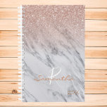 Rose Gold Glitter Ombre Marble Yearly Monogram Planner<br><div class="desc">This design was created though digital art. It may be personalized in the area provided or customizing by choosing the click to customize further option and changing the name, initials or words. You may also change the text color and style or delete the text for an image only design. Contact...</div>