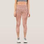 Rose Gold Glitter Ombre Metal Look Capri Leggings<br><div class="desc">This design may be personalized by choosing the Edit Design option. You may also transfer onto other items. Contact me at colorflowcreations@gmail.com or use the chat option at the top of the page if you wish to have this design on another product or need assistance with this design. Glitter look...</div>