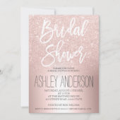 Rose gold glitter ombre metallic bridal shower invitation (Front)