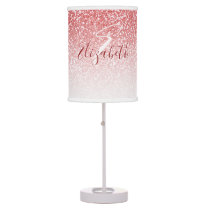 Rose Gold Glitter Ombre Modern Monogram Table Lamp Rose Gold Glitter Ombre Modern Monogram Table Lamp
