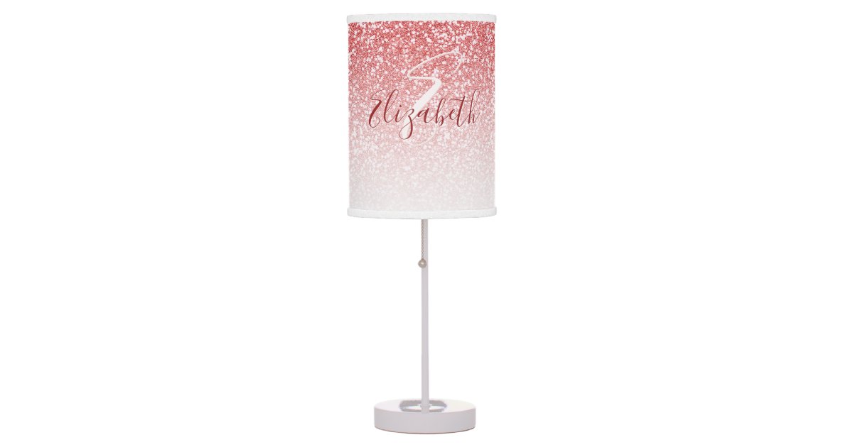 Rose Gold Glitter Ombre Modern Monogram Table Lamp Zazzle Com