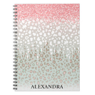 Rose Gold Glitter Ombre Monogram Name  Notebook