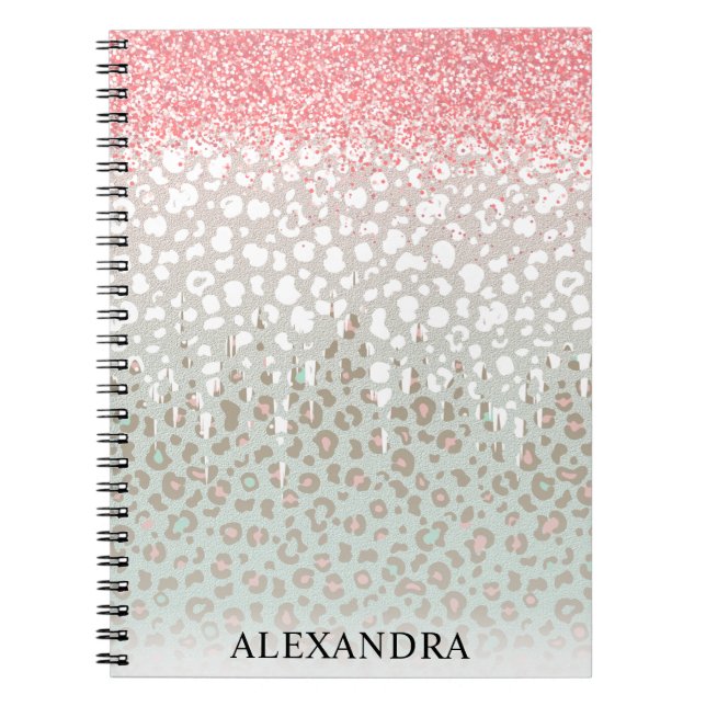 Rose Gold Glitter Ombre Monogram Name  Notebook (Front)