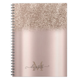 Rose Gold Glitter Ombre Monogram Notebook
