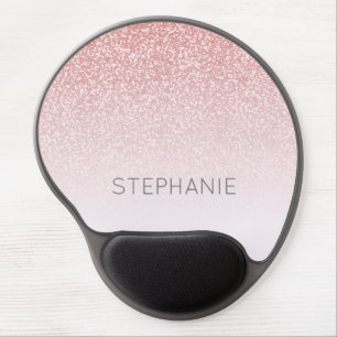 Rose Gold Glitter Ombre Personalized Name Gel Mouse Pad