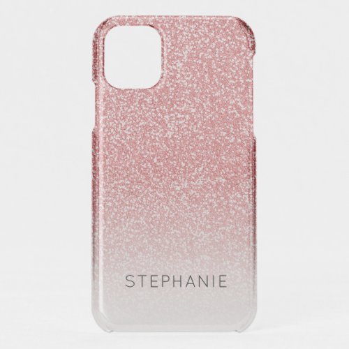 Rose Gold Glitter Ombre Personalized Name iPhone 11 Case