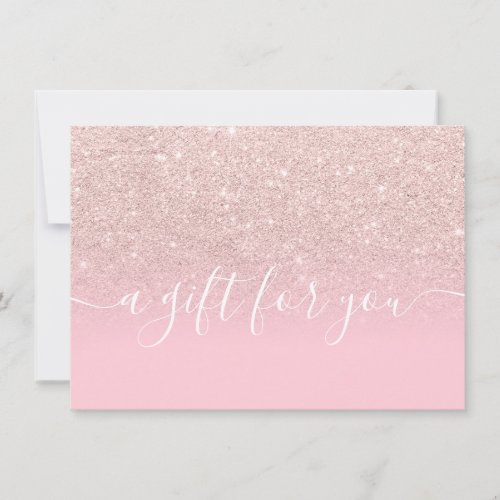 Rose gold glitter ombre pink gift certificate
