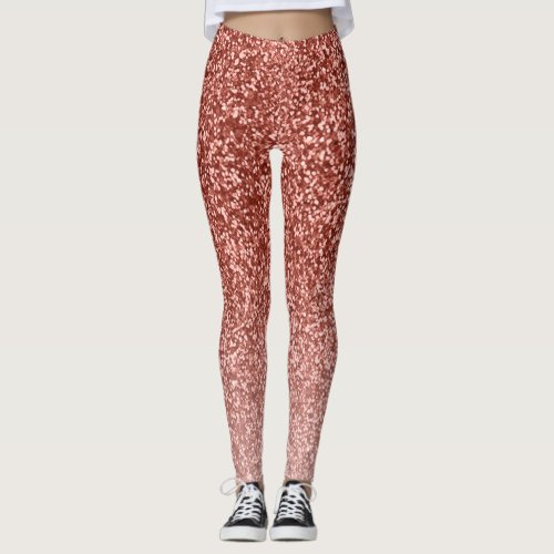 Rose Gold Glitter Ombre Pink Look Yoga Pants