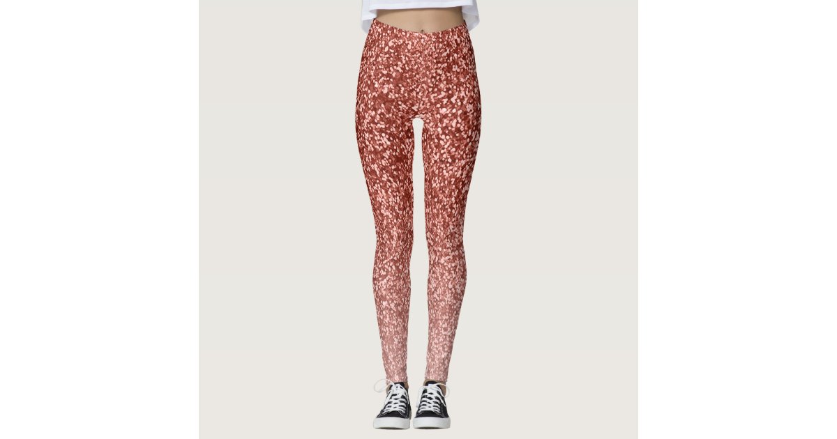 Rose Gold Glitter Ombre Pink Look Yoga Pants