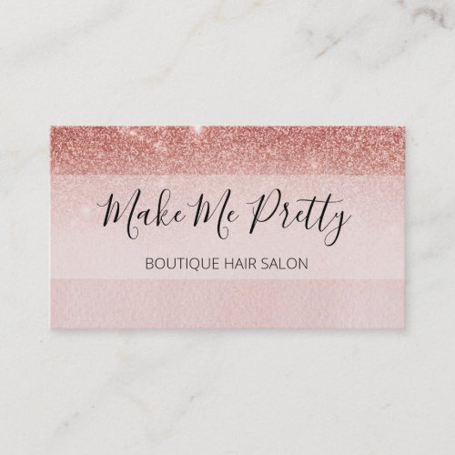 Rose Gold Glitter Ombre Pink Salon Girly Business Card