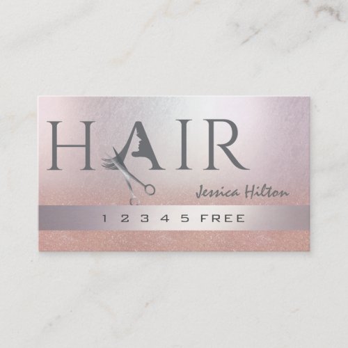 Rose gold glitter ombre scissors hair  loyalty card