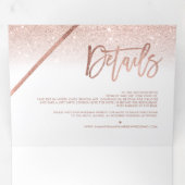 Rose gold glitter ombre typography white wedding Tri-Fold invitation (Inside First)