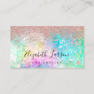 Rose Gold Glitter Opal Background Business Card