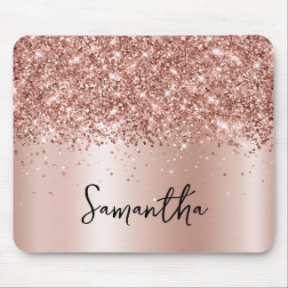 Rose Gold Glitter Pale Shimmer Name Mouse Pad