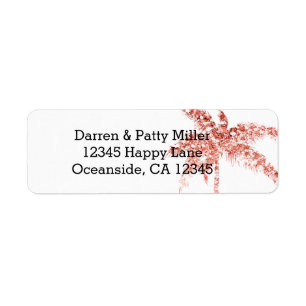 Rose Gold Glitter Palm Tree Label