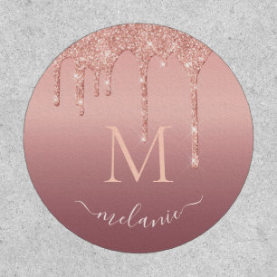 Rose Gold Glitter Patch Personalized Name Letter