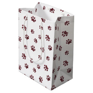 Rose Gold Glitter Paw Prints Pattern Medium Gift Bag