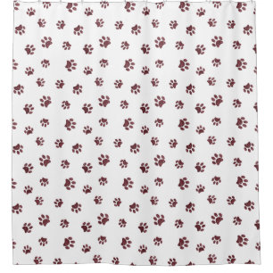 Rose Gold Glitter Paw Prints Pattern Shower Curtain
