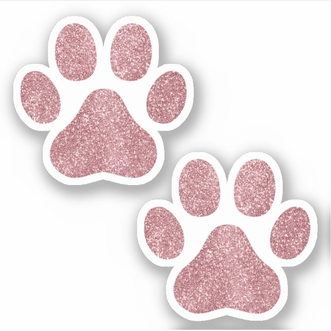 Rose Gold Glitter Paw Prints Pet Lover Sticker (Front)
