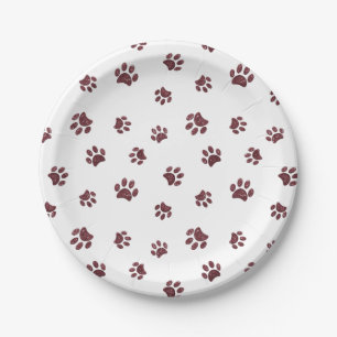 Rose Gold Glitter Paw Prints Pet Party Paper Plates