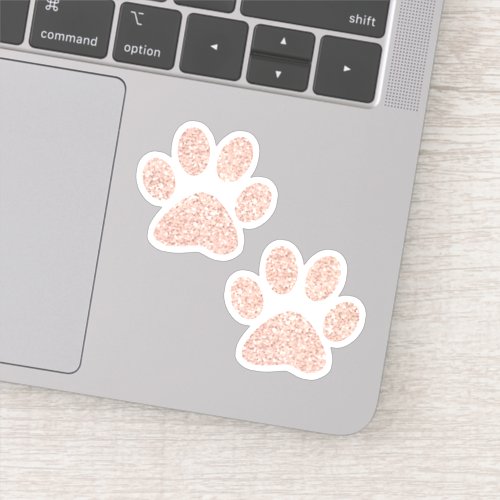 Rose Gold Glitter Paw Prints Sticker