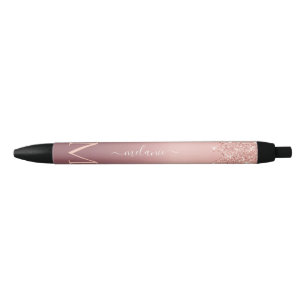 Rose Gold Glitter Pen with Custom Letter Your Name
